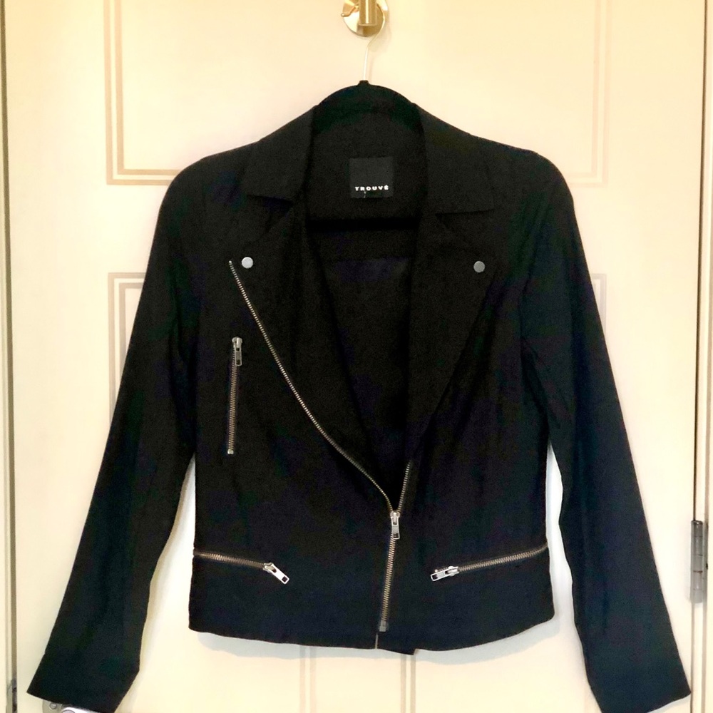 TROUVE Black Lightweight Moto Jacket Size XS